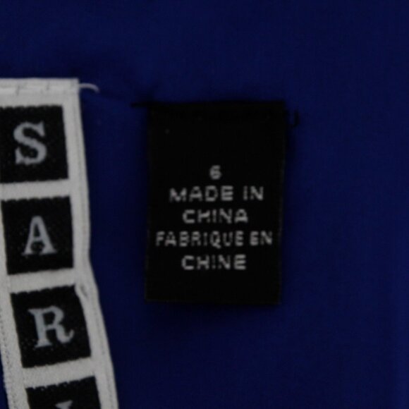 Sariah Sz 6 Royal Blue Multi Lined Back Buttons Peplum Silk Polyester Top - Picture 11 of 12